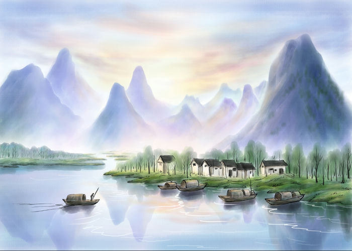 Vector Tranh Trang Trí, Tranh Thủy Mặc (47)