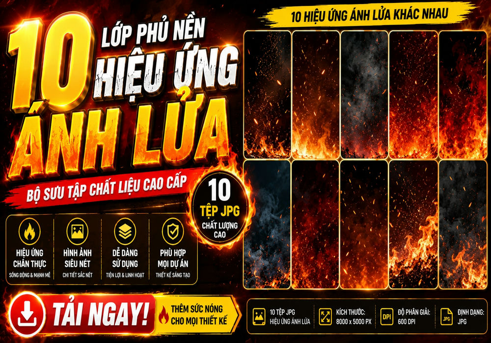 10 Lớp phủ nền hiệu ứng ánh lửa