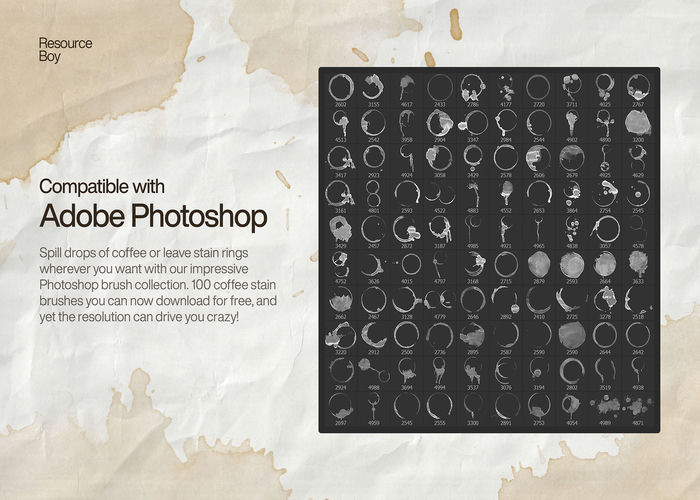 100 cọ vẽ vết cà phê cho Photoshop