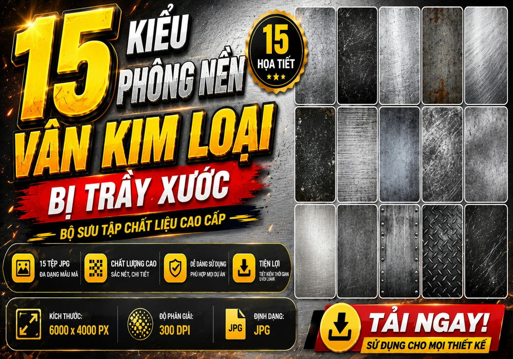 15 kiểu phông nền vân kim loại bị trầy xước