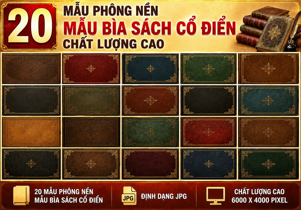 20 Mẫu phông nền mẫu bìa sách cổ điển chất lượng cao