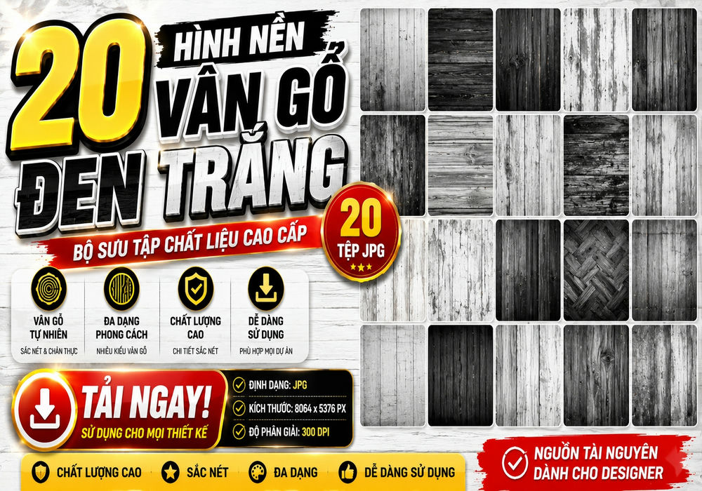 20 hình nền vân gỗ đen trắng