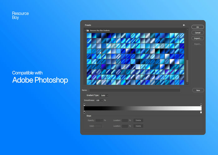 200 mẫu gradient màu xanh dương cho Photoshop