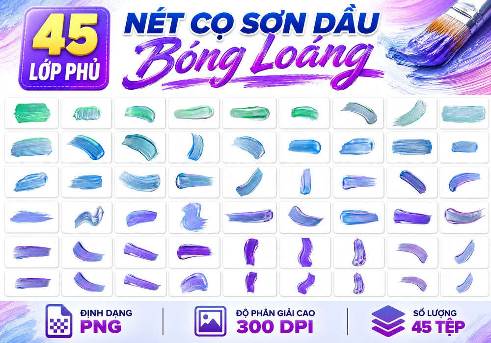 45 Lớp phủ nét cọ sơn dầu bóng loáng