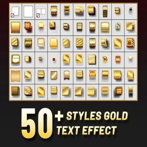50 Styles Gold Text Effect Illustrator