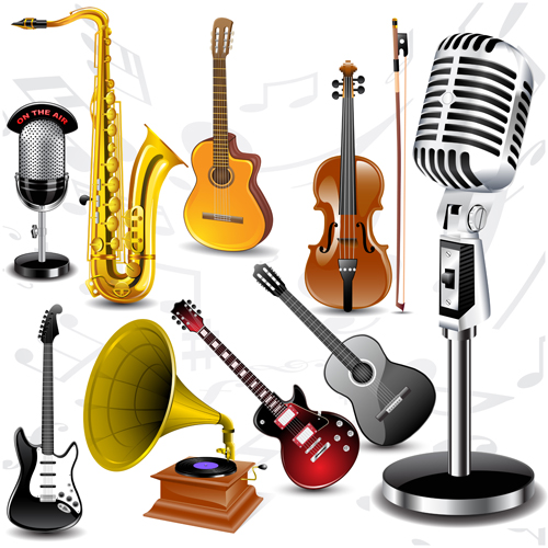 Bộ hình ảnh vector các nhạc cụ 01