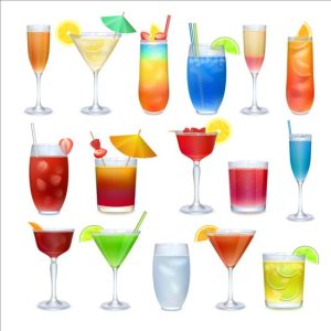 Bộ hình ảnh vector cocktail nhiều màu sắc