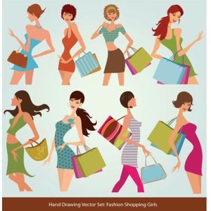 Bộ hình vẽ tay các yếu tố mua sắm phong cách
