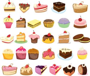Bộ sưu tập các loại bánh ngọt khác nhau (vector 01)