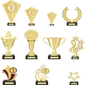 Bộ sưu tập cúp vàng dạng vector 03