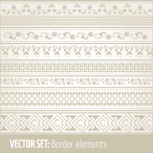 Bộ sưu tập vector trang trí viền liền mạch phong cách retro 01