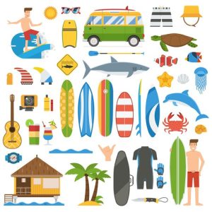 Bộ vật phẩm kỳ nghỉ lướt sóng mùa hè