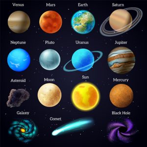Bộ vector các hành tinh có tên 01