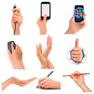 Bộ vector các hình ảnh thiết kế bàn tay và điện thoại