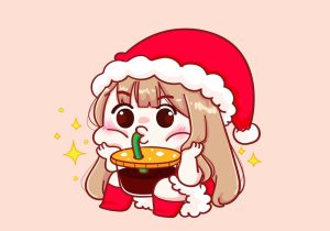 Chibi Girl Cute, Bé Gái Dễ Thương Uống Trà Sữa