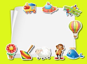 Đồ chơi với hình nền giấy (vector 03)