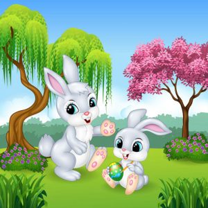 Hình ảnh chú thỏ Phục Sinh hoạt hình dễ thương dạng vector 02