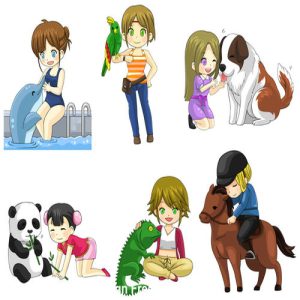 Hình ảnh cô gái dễ thương và thú cưng