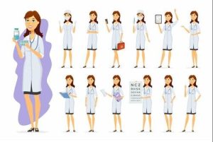 Hình ảnh hoạt hình bác sĩ nữ và y tá