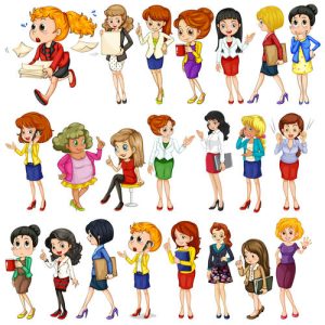Hình ảnh hoạt hình các nữ cô giáo khác nhau