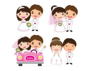 Hình ảnh hoạt hình cặp đôi đám cưới (vector)