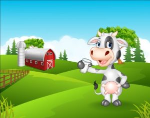 Hình ảnh hoạt hình con bò với trang trại 1