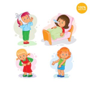 Hình ảnh hoạt hình đứa trẻ bị bệnh