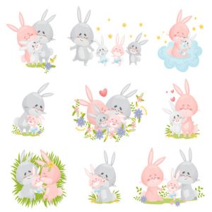 Hình ảnh hoạt hình gia đình thỏ