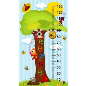 Hình ảnh hoạt hình minh họa cách đo chiều cao em bé (vector 11)