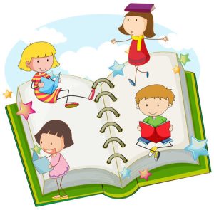 Hình ảnh hoạt hình minh họa trẻ em đang học