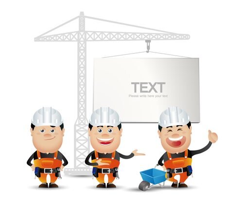 Hình ảnh hoạt hình người công nhân xây dựng