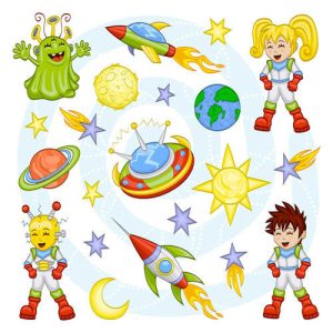 Hình ảnh hoạt hình về không gian vũ trụ (vector 01)