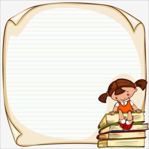 Hình ảnh minh họa những đứa trẻ dễ thương với phông nền trường học bằng giấy 1
