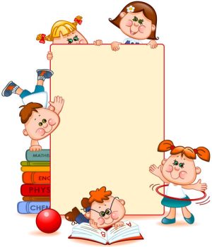 Hình ảnh minh họa những đứa trẻ dễ thương với phông nền trường học bằng giấy 2