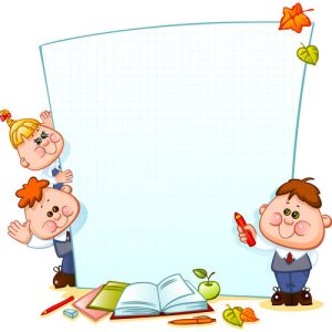 Hình ảnh minh họa những đứa trẻ dễ thương với phông nền trường học bằng giấy 4
