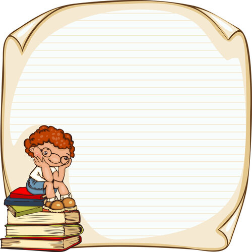 Hình ảnh minh họa những đứa trẻ dễ thương với phông nền trường học bằng giấy