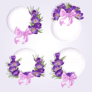 Hình ảnh vector hoa tím có nơ