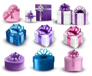 Hình ảnh vector hộp quà tặng với nhiều loại ruy băng khác nhau