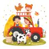 Hình ảnh vector những đứa trẻ nông trại hạnh phúc