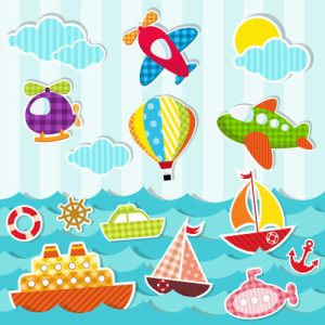 Hình cắt giấy các yếu tố vận tải hàng hải