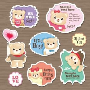 Hình dán hoạt hình dễ thương 03 thiết kế vector