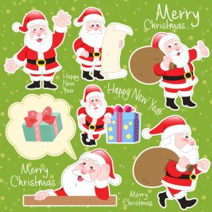 Hình dán ông già Noel hoạt hình dễ thương (vector)