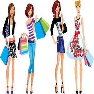 Hình minh họa các cô gái đi mua sắm thời trang 1