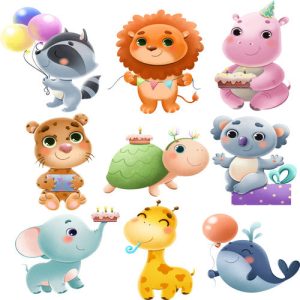 Hình minh họa hoạt hình các loài động vật dễ thương khác nhau