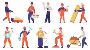 Hình minh họa hoạt hình công nhân xây dựng