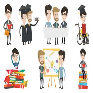 Hình minh họa hoạt hình lễ tốt nghiệp (vector)