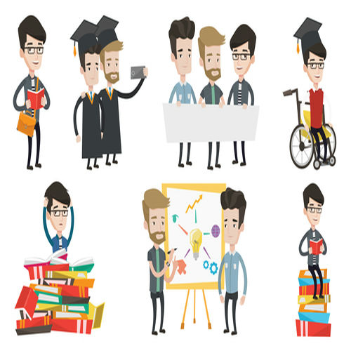 Hình minh họa hoạt hình lễ tốt nghiệp (vector)