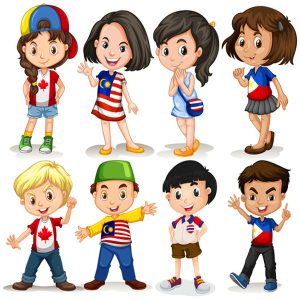Hình vẽ hoạt hình cậu bé và cô bé
