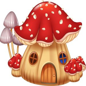Hình vẽ hoạt hình ngôi nhà nấm