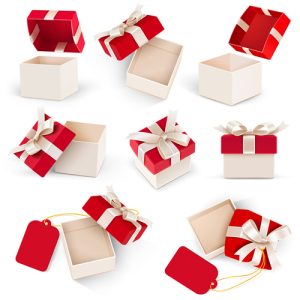 Hộp quà tặng ngày Valentine với nơ đỏ